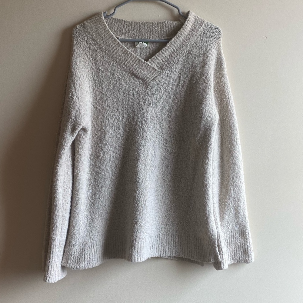 Anthropologie V-Neck Wool Blend Oatmeal Sweater